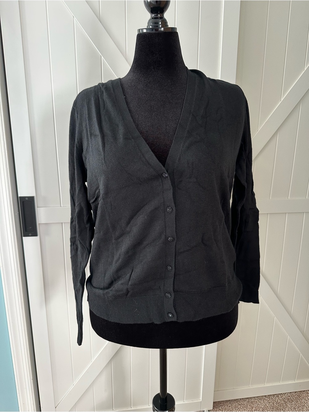 7th Avenue Design Studio Women’s XXL Black Embellished Button Cardigan NWT